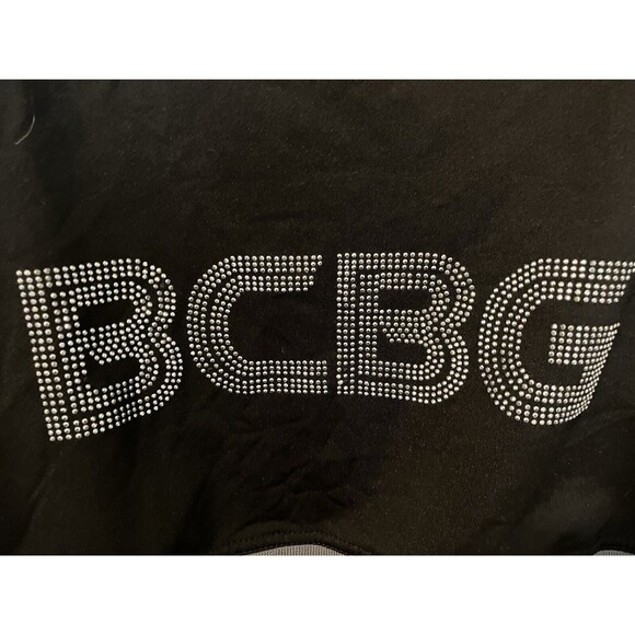 BCBG MAXAZRIA Zip Hoodie Y2K Tracksuit Jacket with Rhinestone Logo Med - Picture 4 of 8